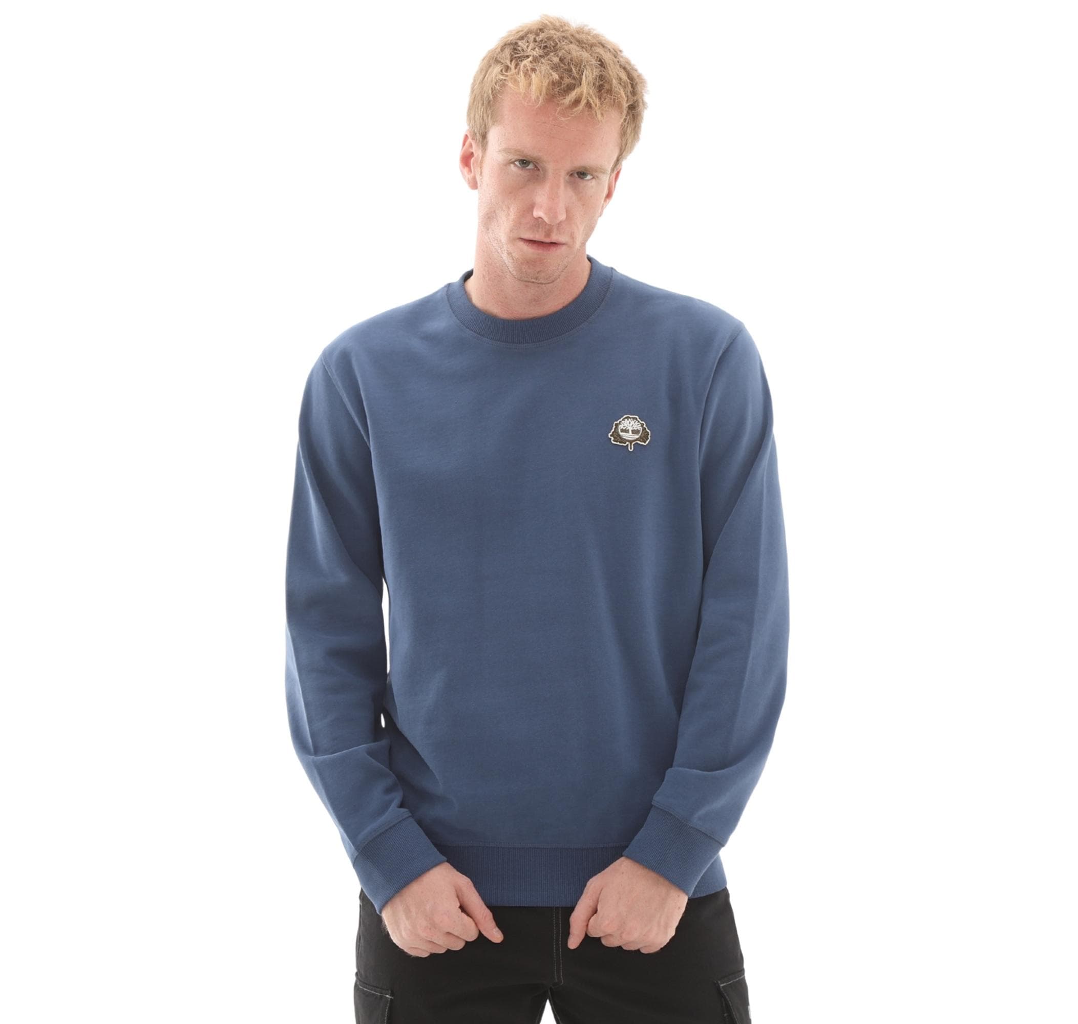 Timberland Timberland Tree Logo Patch Crewneck Erkek Sweatshirt Mavi