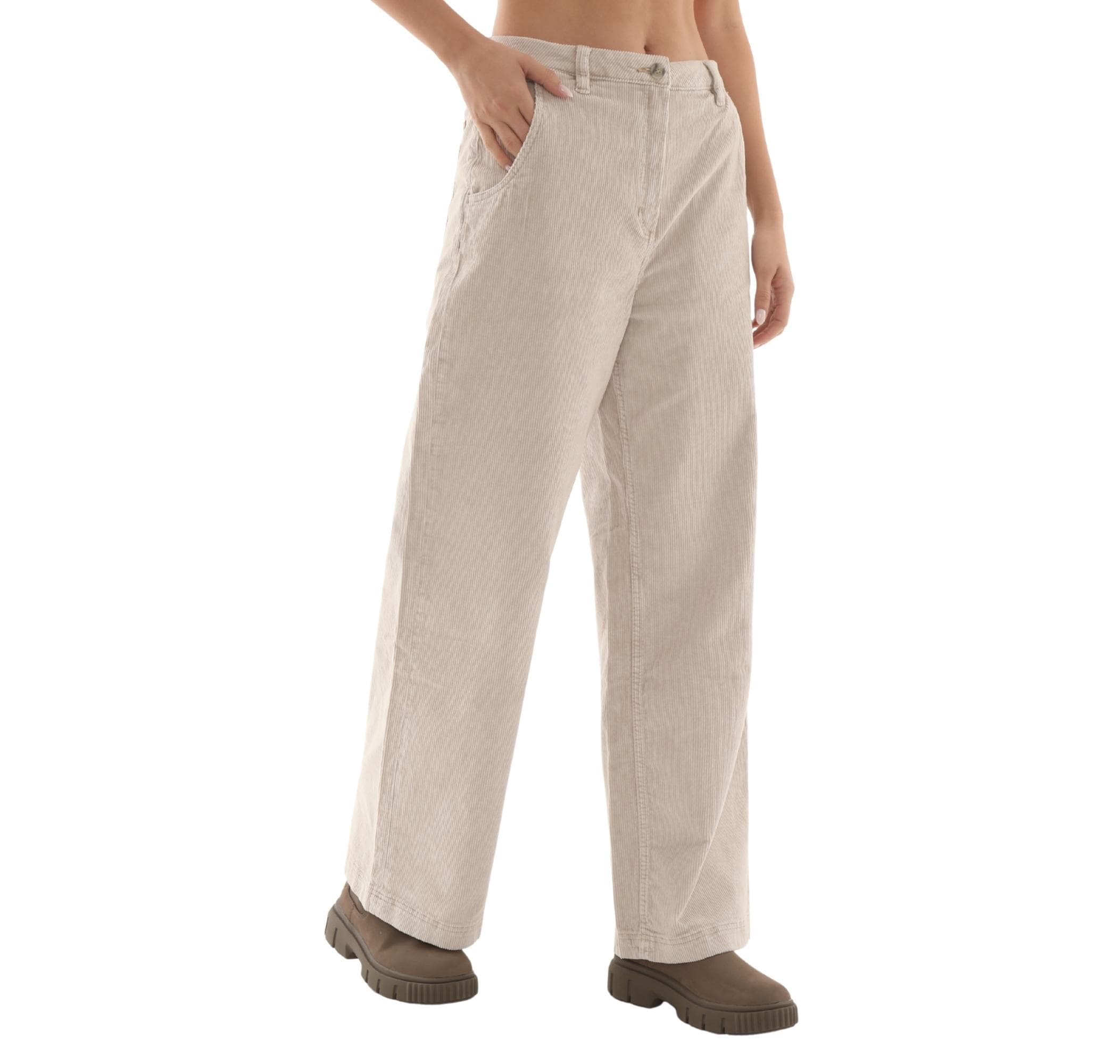 Timberland Timberland Washed Corduroy Wide-Leg Pants Kadın Pantolon Krem - 2