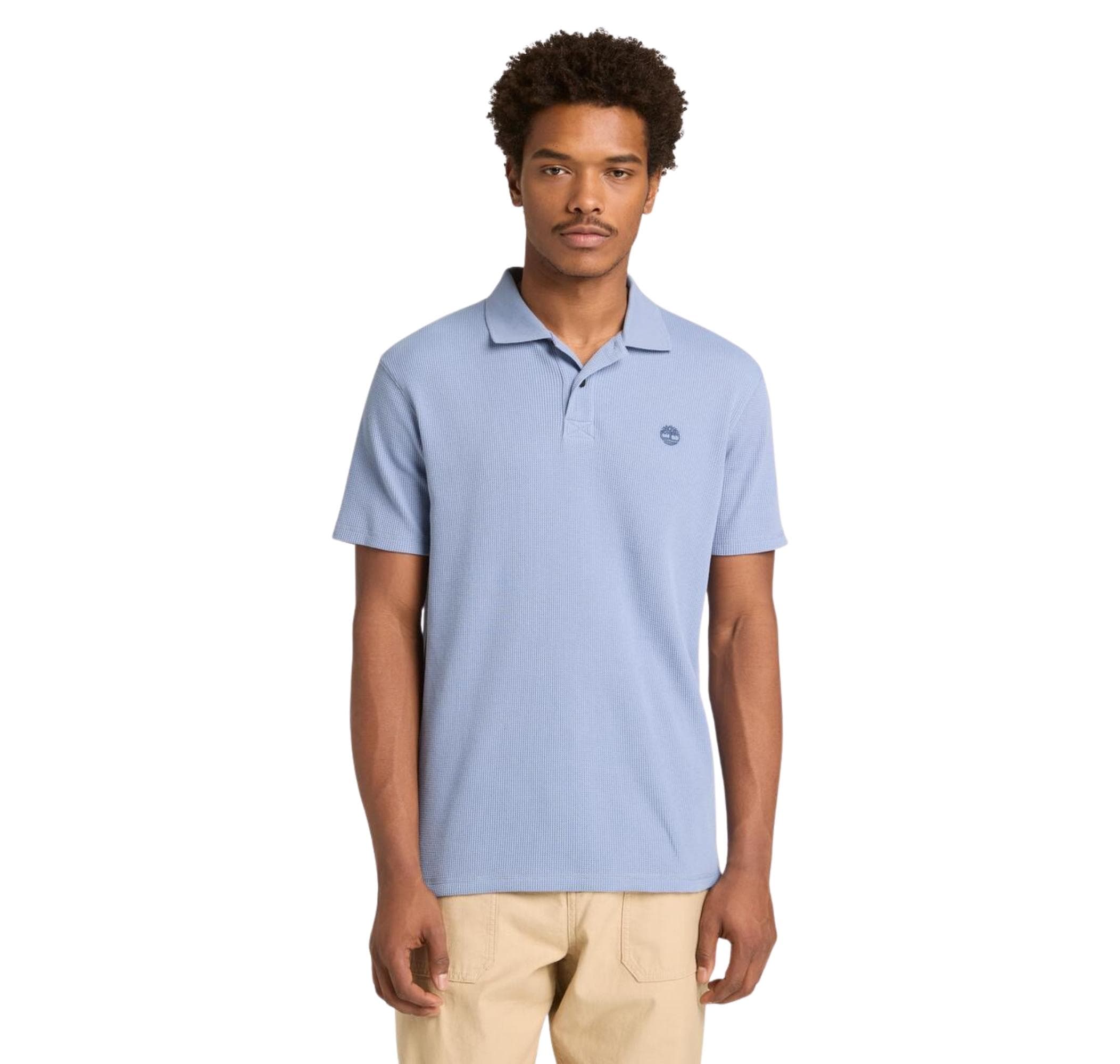 Timberland Timberland Wharf Rıver Waffle Short Sleeve Polo Erkek T-Shirt Mavi