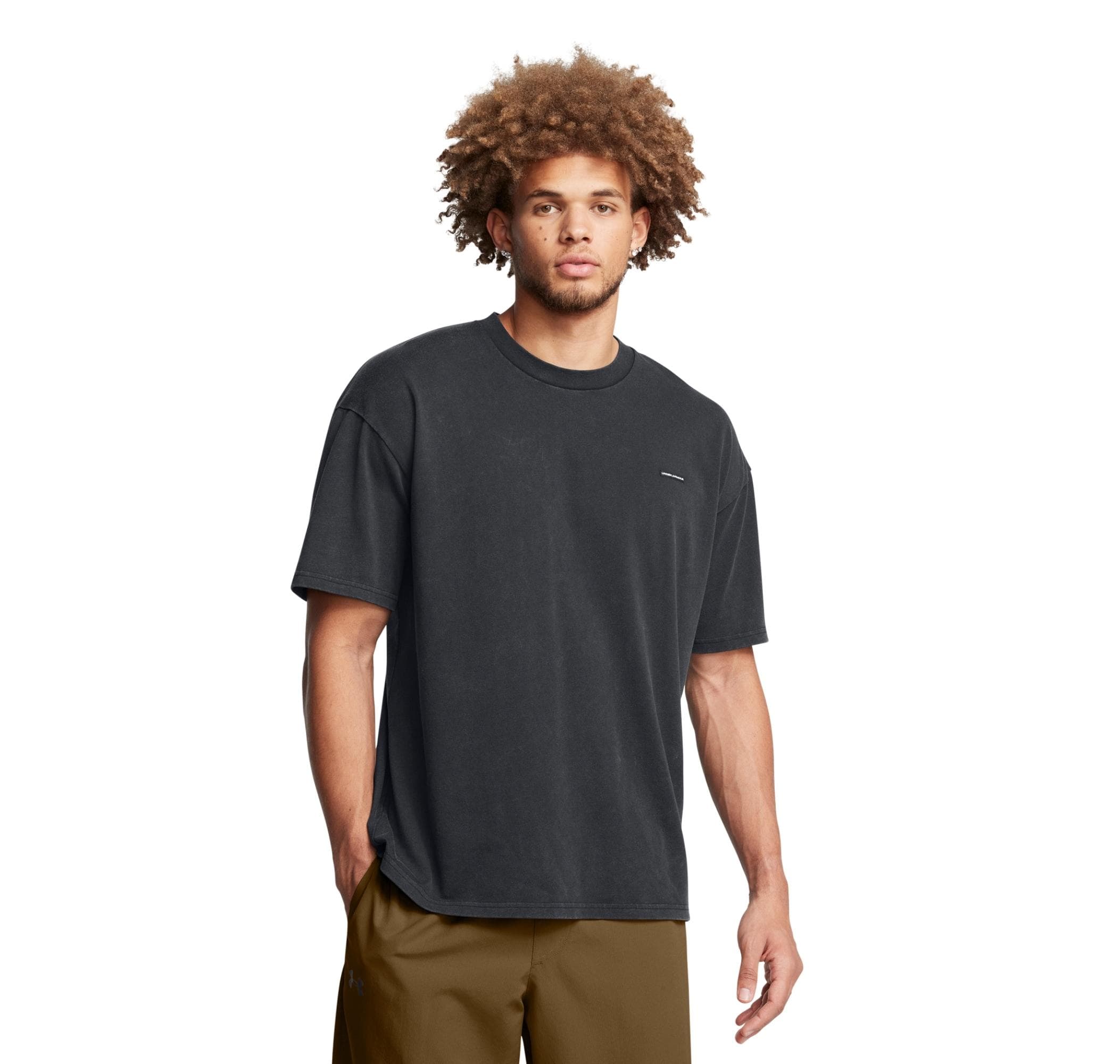 Under Armour Under Armour Ua M Hw Os Logo Wash Ss Erkek T-Shirt Siyah