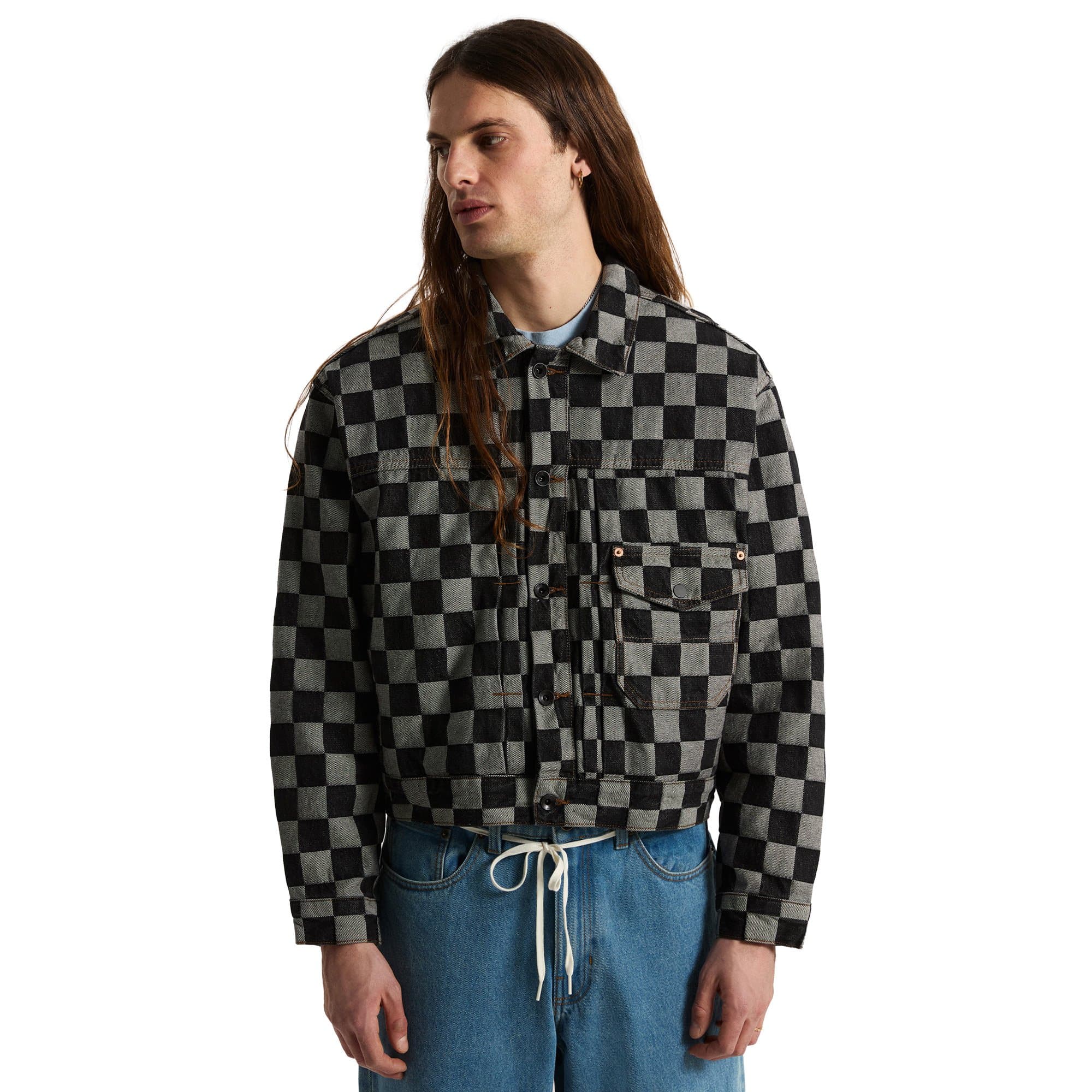 Vans Vans Check-5 Checkerboard Denim Trucker Jacke Erkek