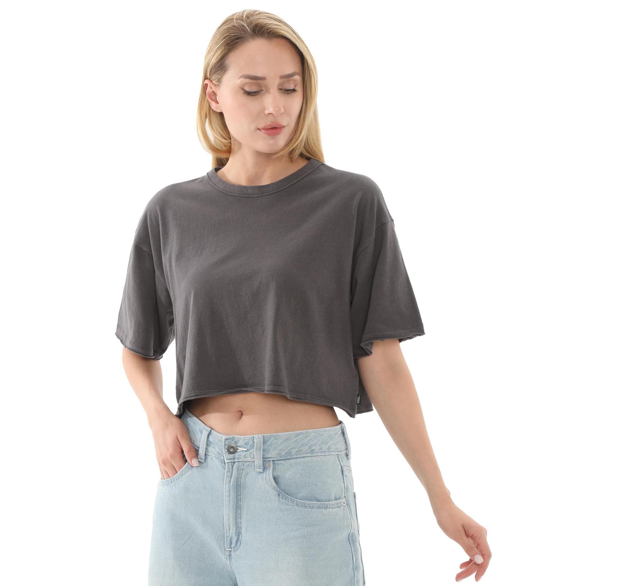 Vans Vans Relaxed Crop Wash Ss Tee Kadın T-Shirt Antrasit - 2